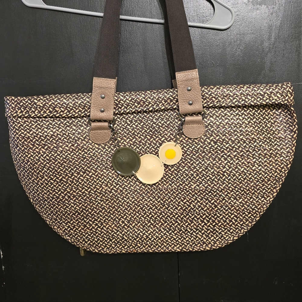 Marni Brown and Cream Woven Shoulder Bag